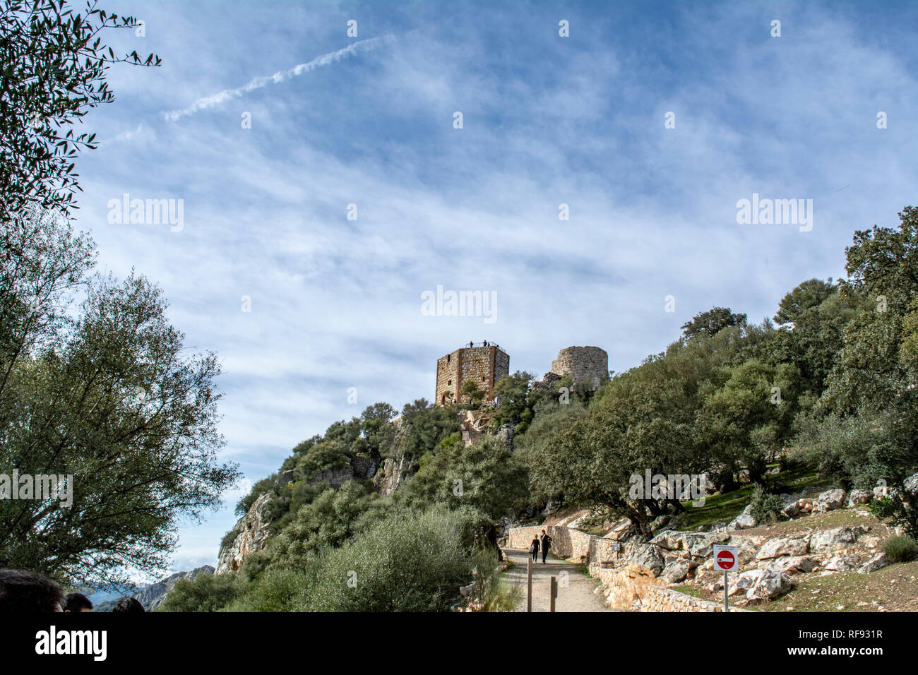Vista del castello di Monfrague Parco Nazionale nella provincia di Caceres in Extremadura Spagna Foto Stock
