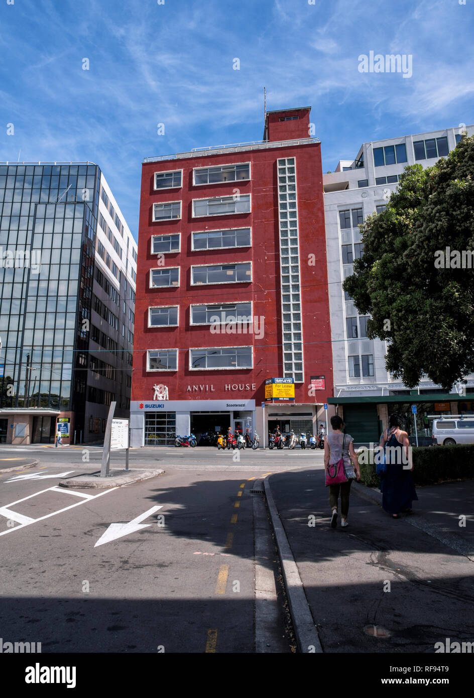 Scene di strada nel centro di Wellington, Nuova Zelanda Foto Stock