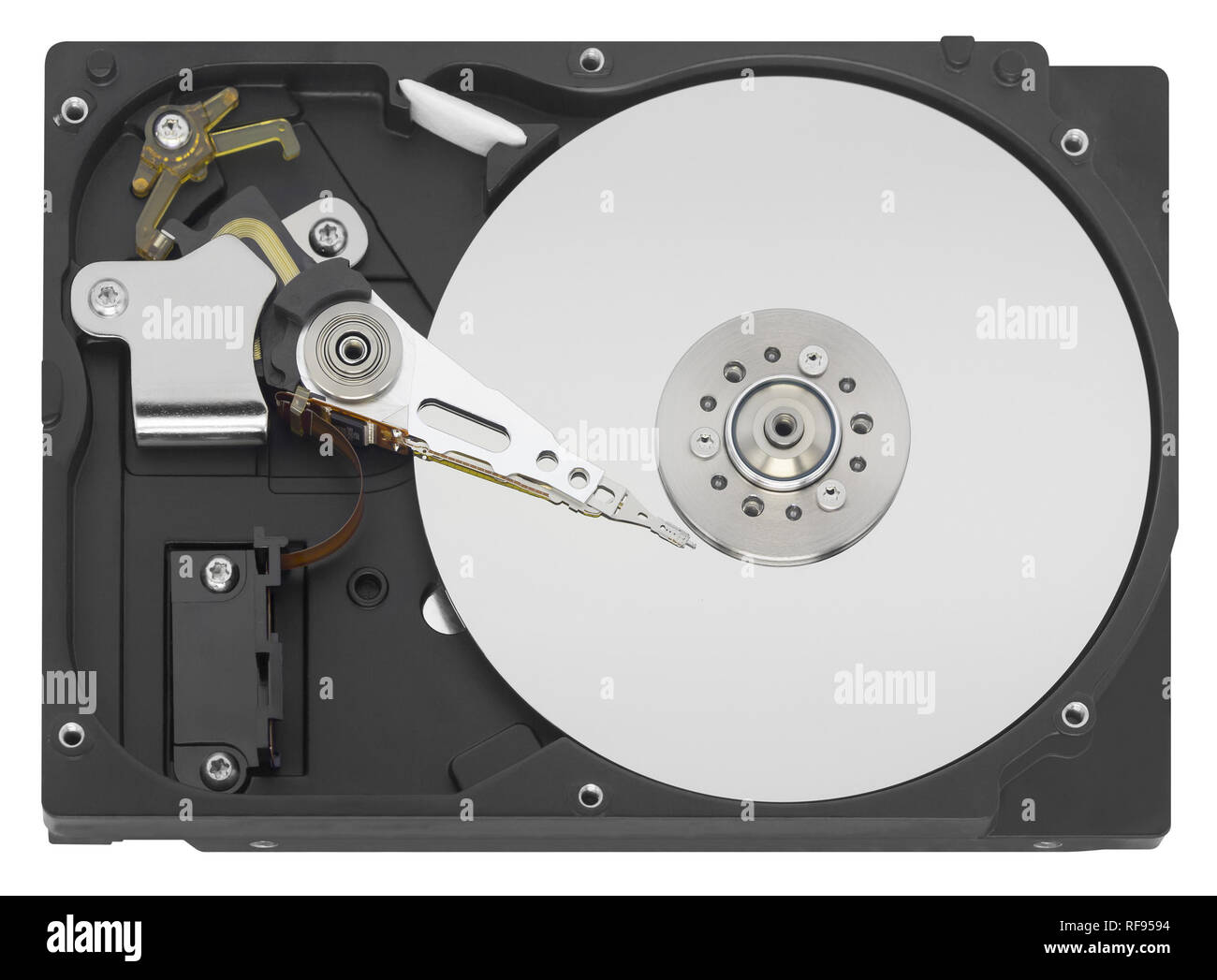 HDD Hard disk drive isolati su sfondo bianco Foto Stock