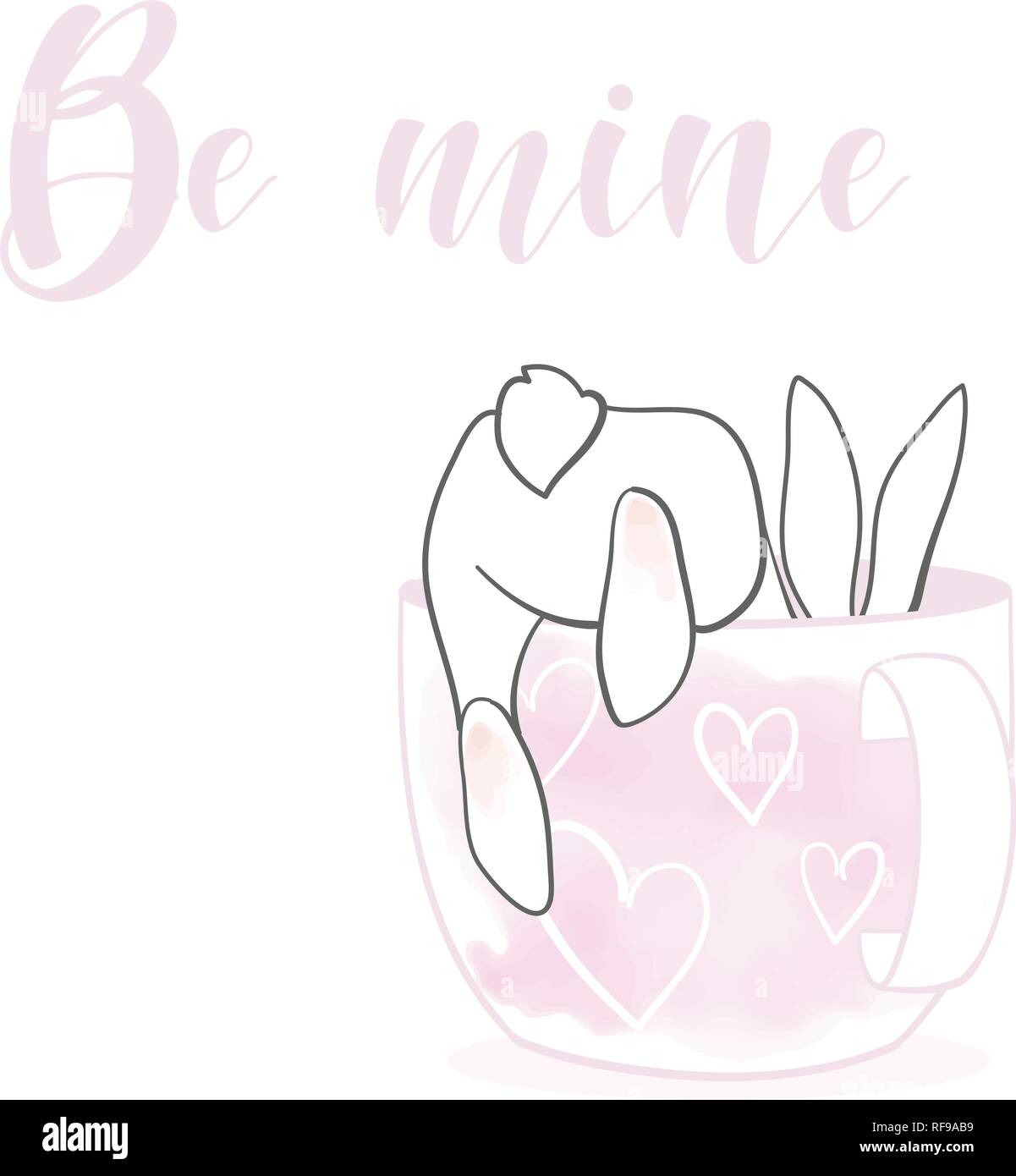 Simpatico coniglio in stile cartoon. Illustrazione Vettoriale