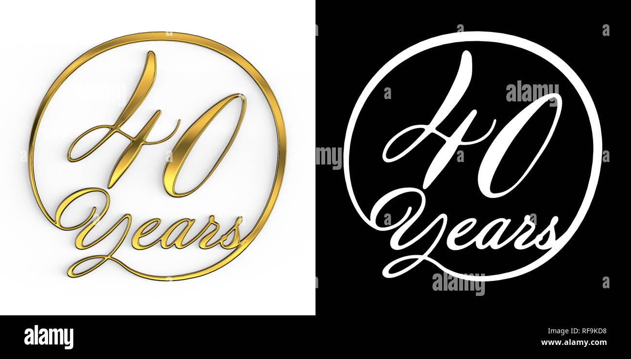 Numero Aureo Quaranta Anni Numero 40 Anni In Un Cerchio Vista Dall Alto Con Canale Alfa 3d Illustrazione Foto Stock Alamy