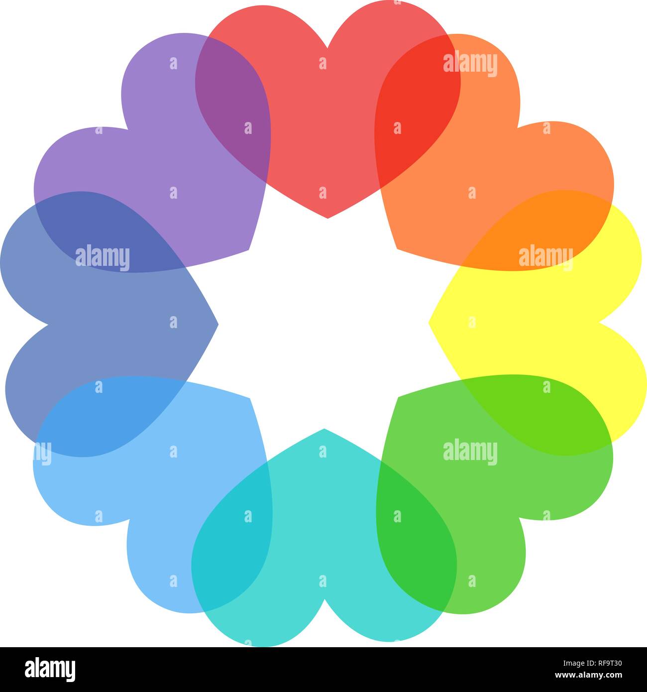 Colorato rainbow Colored Hearts. Cuore icona dello spettro. Illustrazione vettoriale EPS10. Illustrazione Vettoriale