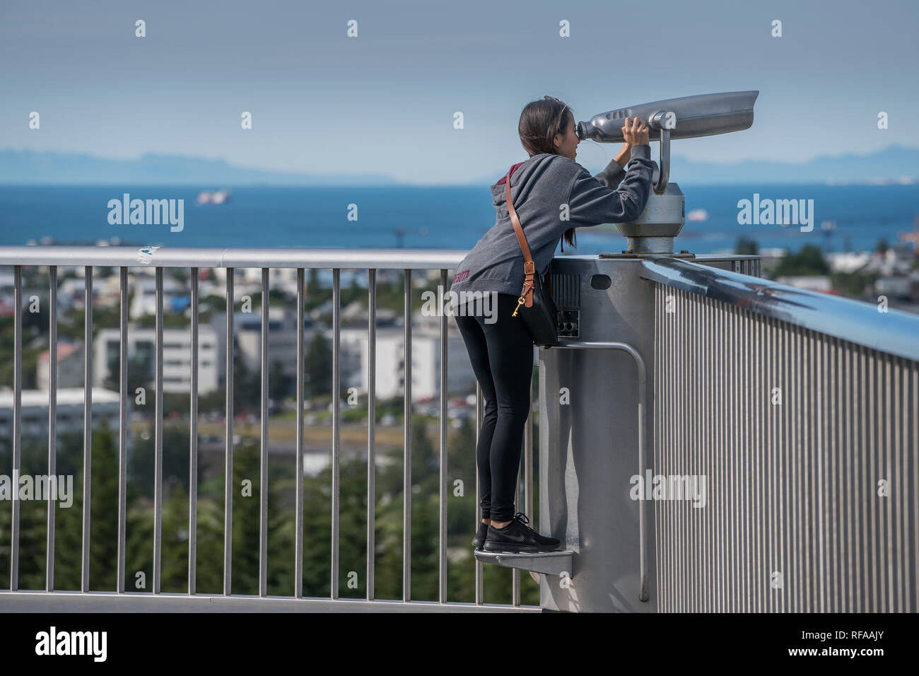 Observation Deck, Museo Perlan (perla) Reykjavik, Islanda. Foto Stock