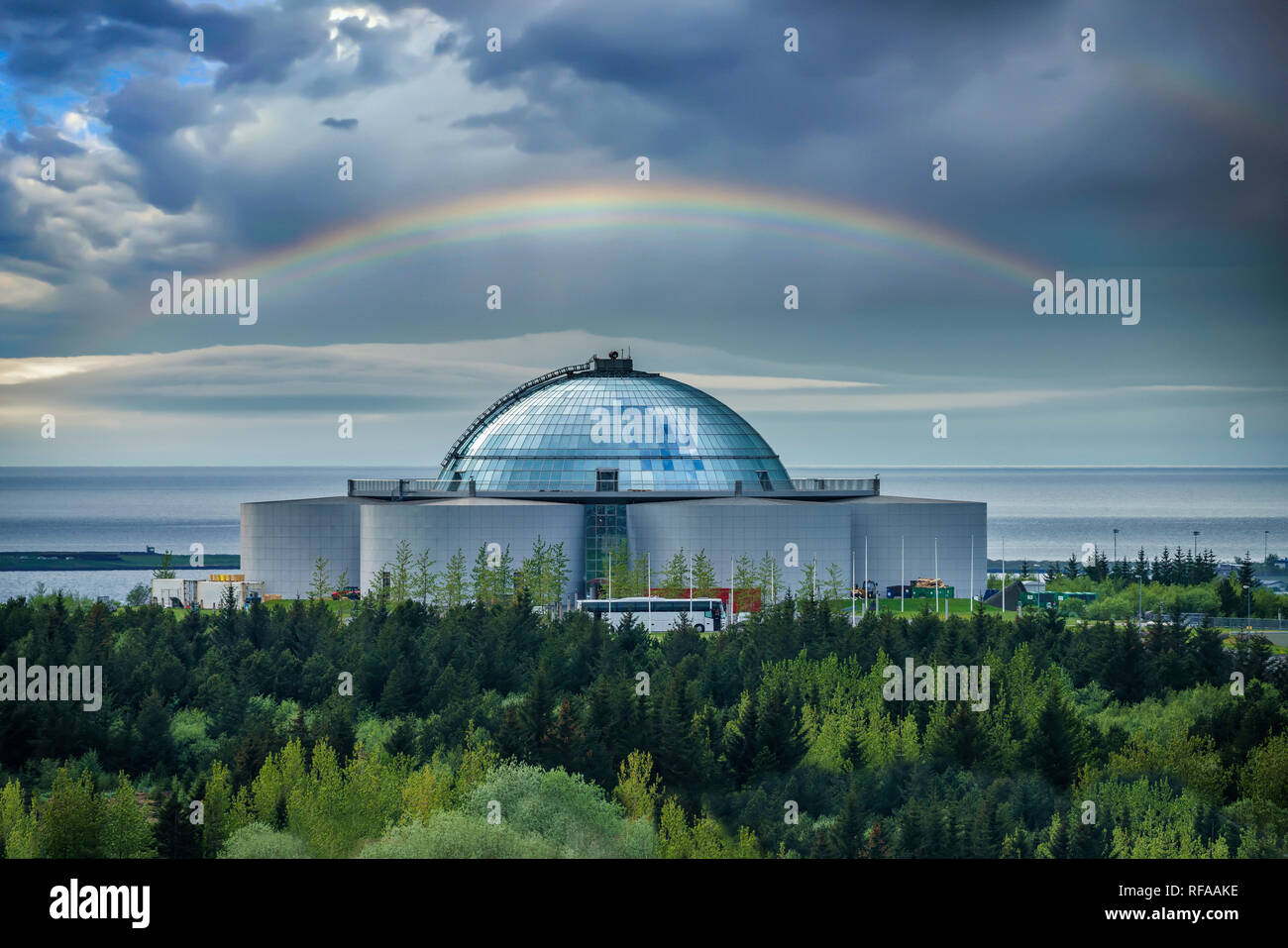 Museo Perlan (perla) Reykjavik, Islanda. Perlan presenta natura Islandese in esclusiva high-tech modi. Foto Stock