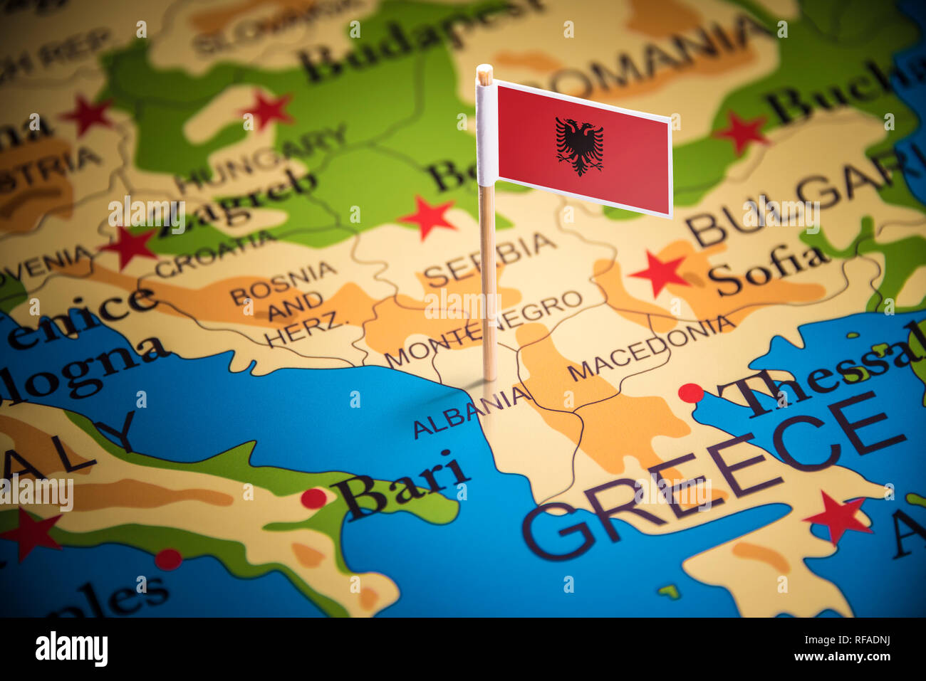 Albania, albanese, bandiera, mappa immagini e fotografie stock ad alta
