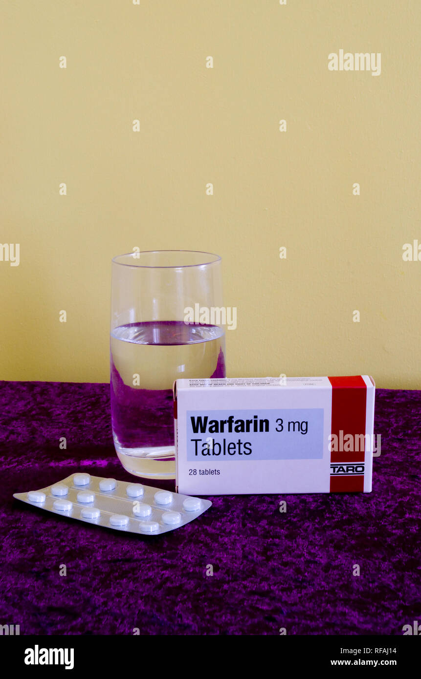 Taro Warfarin 3 mg compresse, un anticoagulante di prescrizione farmaci, REGNO UNITO Foto Stock