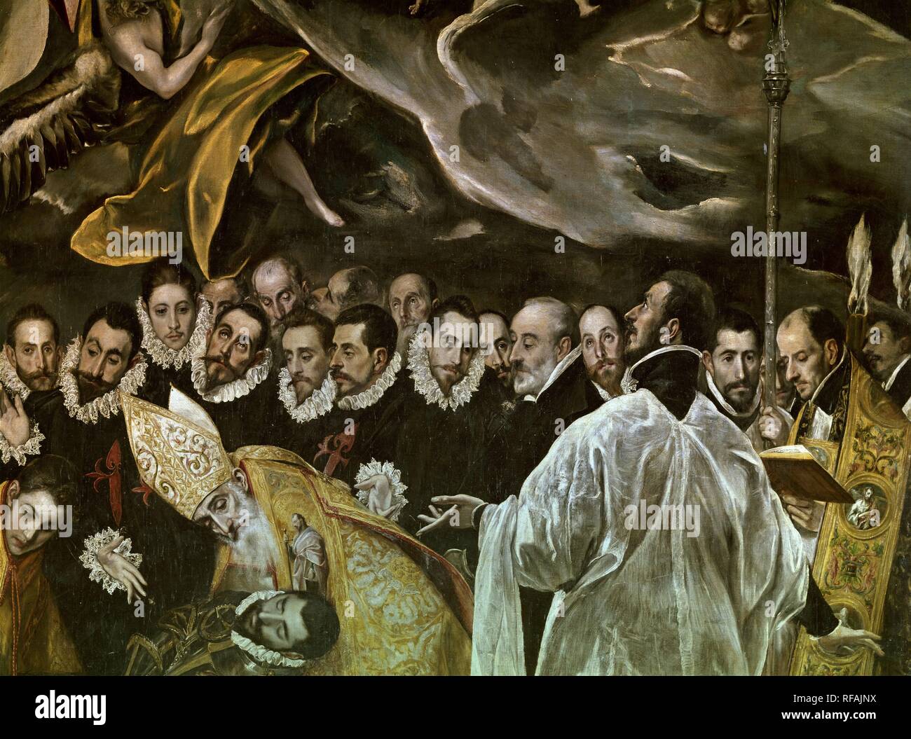 "La sepoltura del Conte di Orgaz" (dettaglio), 1587, olio su tela. Autore: GRECO, EL. Posizione: IGLESIA DE SANTO TOME. Toledo. Spagna. Foto Stock