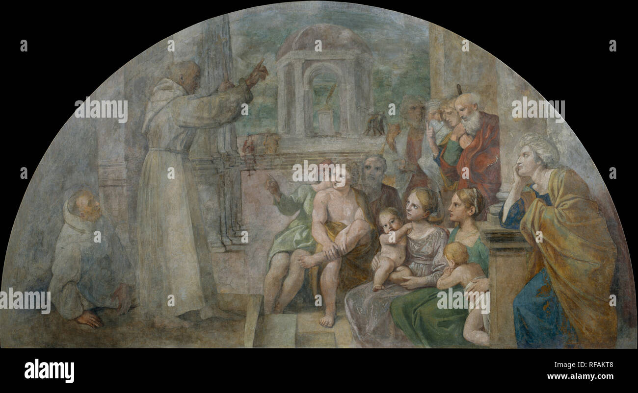 San Didacus predicazione. Data/Periodo: 1605 - prima di marzo 1606. La pittura. Affresco trasportato su tela. Altezza: 2,037 mm (80.19 in); larghezza: 3,755 mm (12.31 ft). Autore: Annibale Carracci. CARRACCI, Annibale. Foto Stock