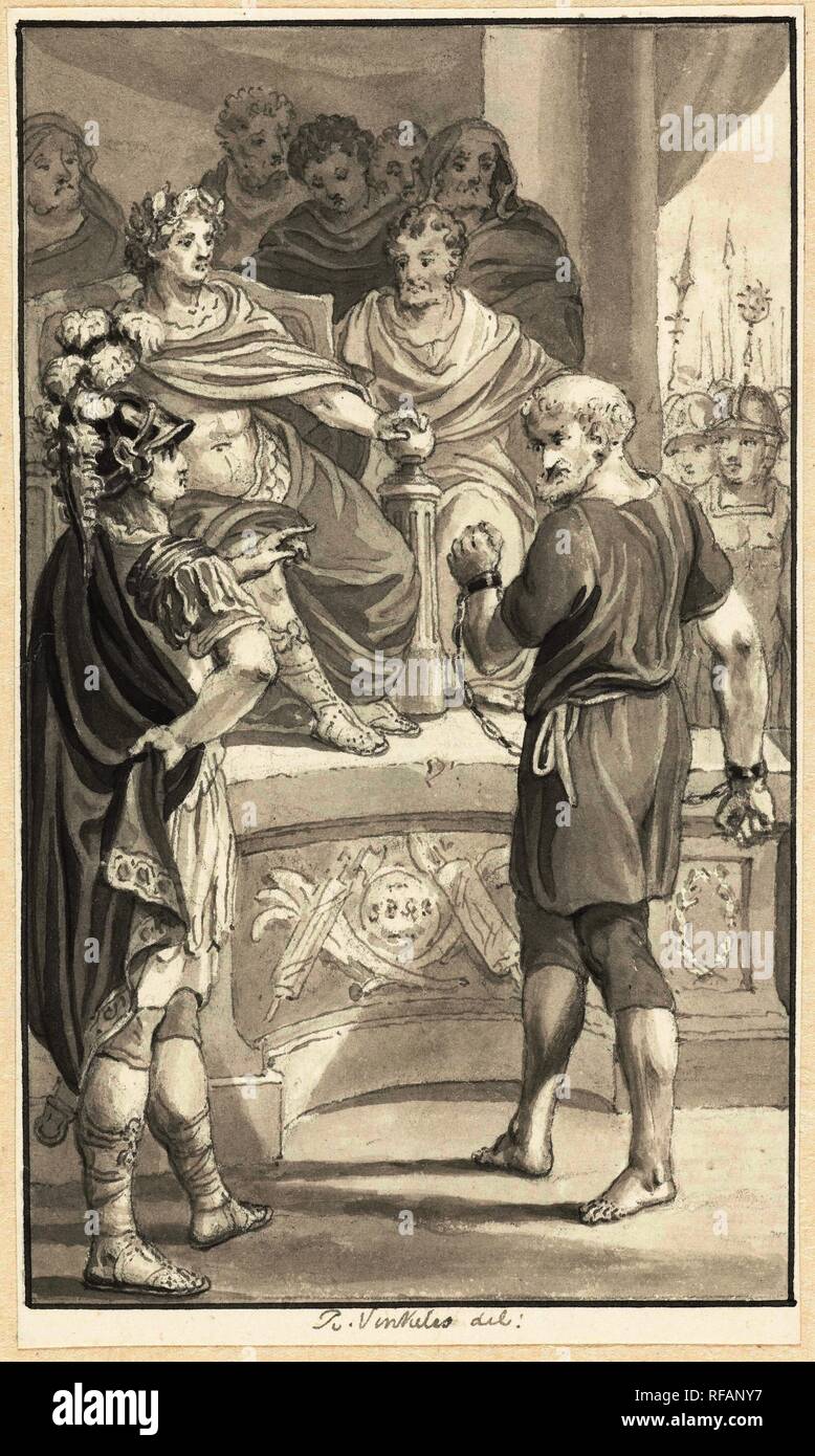 Vibius Serenus è stato falsamente accusata da suo figlio. Relatore per parere: Reinier Vinkeles (I). Dating: 1804. Misurazioni: h 135 mm × W 85 mm. Museo: Rijksmuseum Amsterdam. Foto Stock