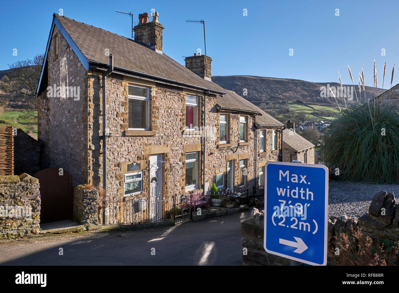 Case del Borgo di Bradwell. Parco Nazionale di Peak District, Derbyshire, in Inghilterra. Foto Stock