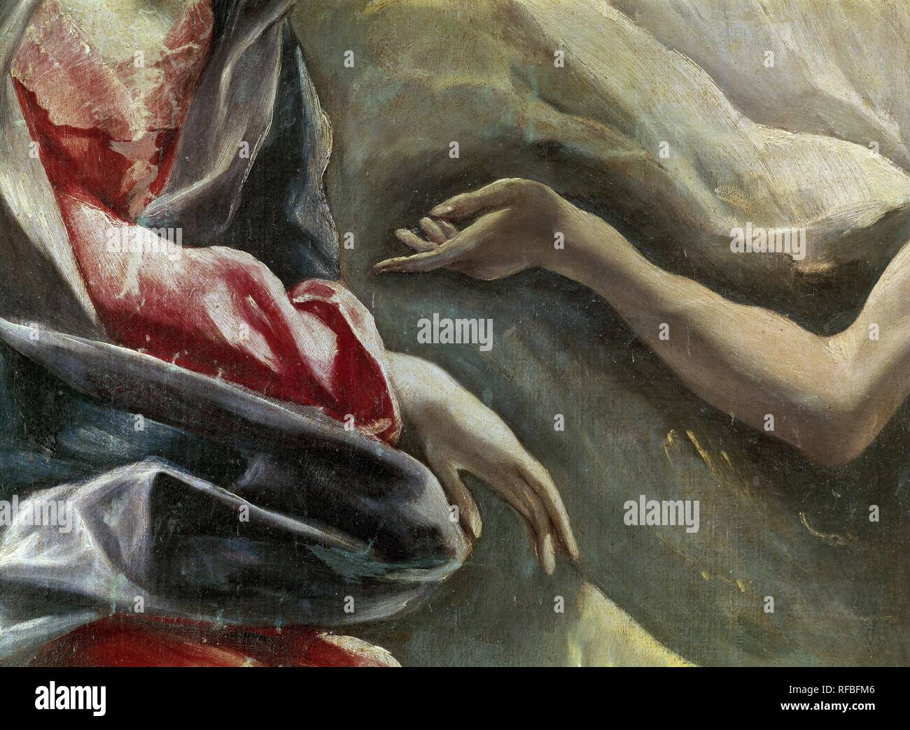 "La sepoltura del Conte di Orgaz" (dettaglio), 1587, olio su tela. Autore: GRECO, EL. Posizione: IGLESIA DE SANTO TOME. Toledo. Spagna. Foto Stock