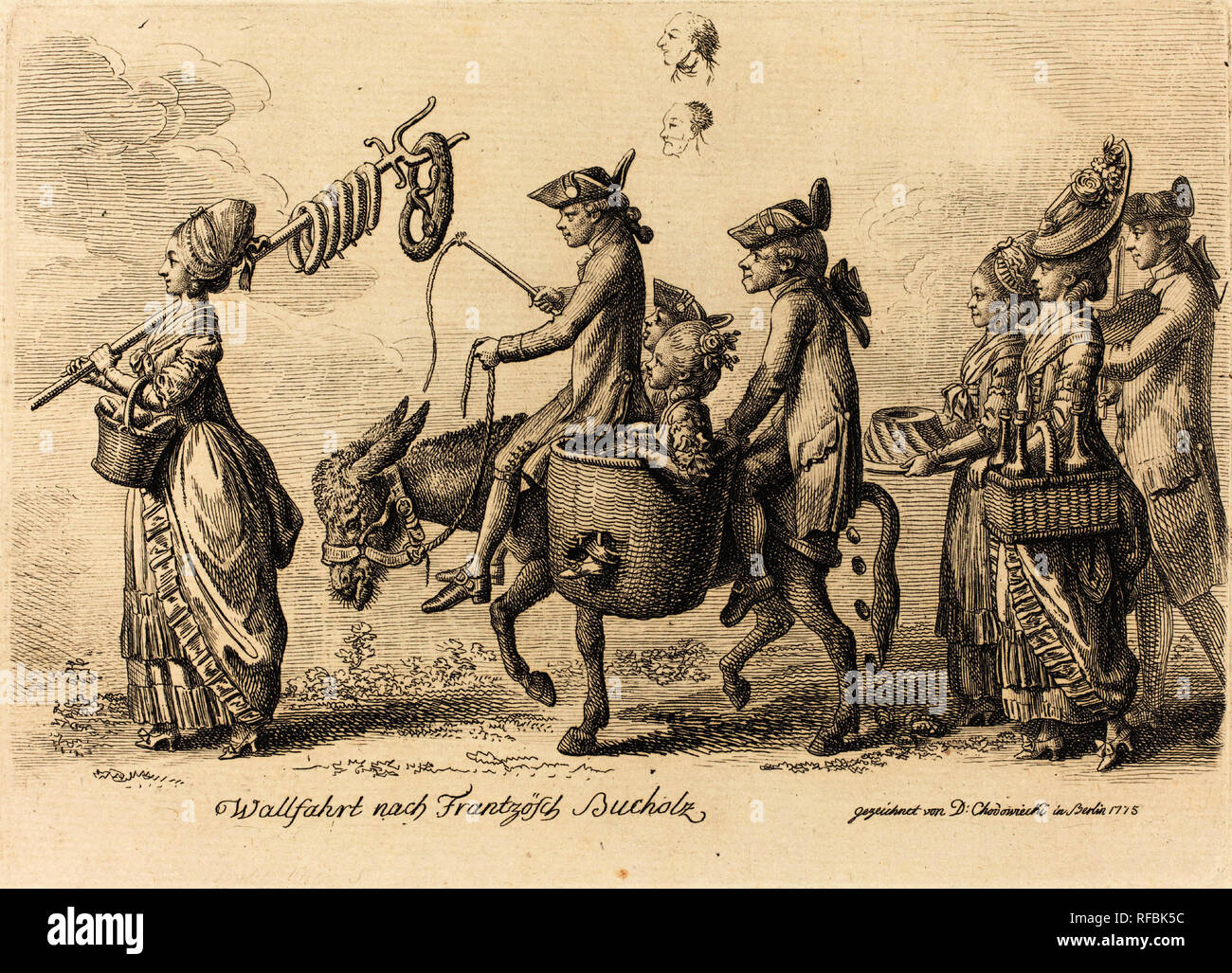 Pellegrinaggio di Bucholz francese. Data: 1775. Medio: l'attacco. Museo: National Gallery of Art di Washington DC. Autore: Daniel Nikolaus Chodowiecki. DANIEL CHODOWIECKI. Foto Stock