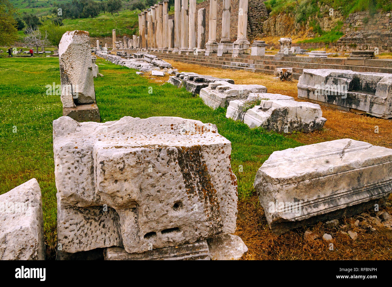 Rovine di Asklepion, antica città di Bergama, Izmir provincia. Turchia Foto Stock