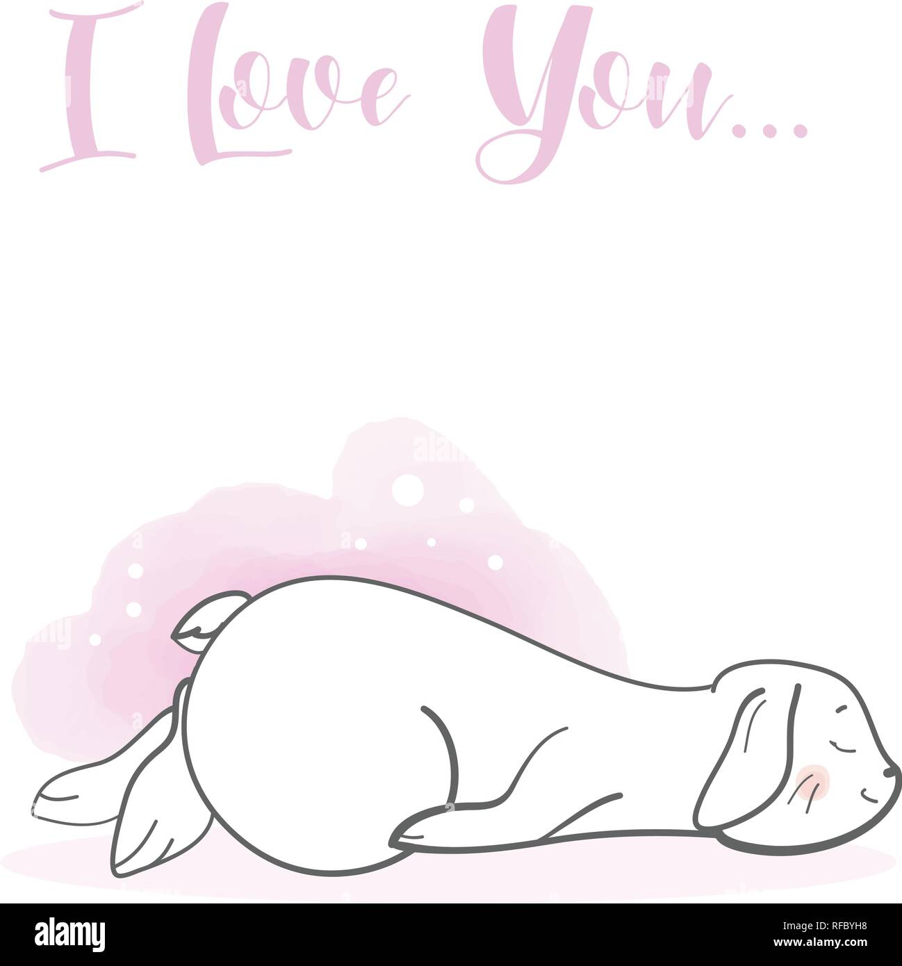 Simpatico coniglio in stile cartoon. Illustrazione Vettoriale