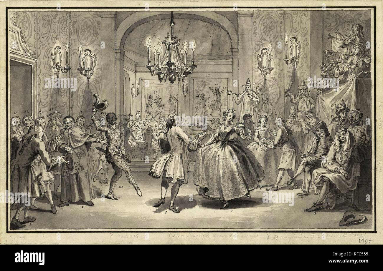 Sfera di principi europei, 1742. Relatore per parere: Simon Fokke. Dating: 1740 - 1742. Luogo: Nord dei Paesi Bassi. Misurazioni: h 240 mm × W 375 mm. Museo: Rijksmuseum Amsterdam. Foto Stock