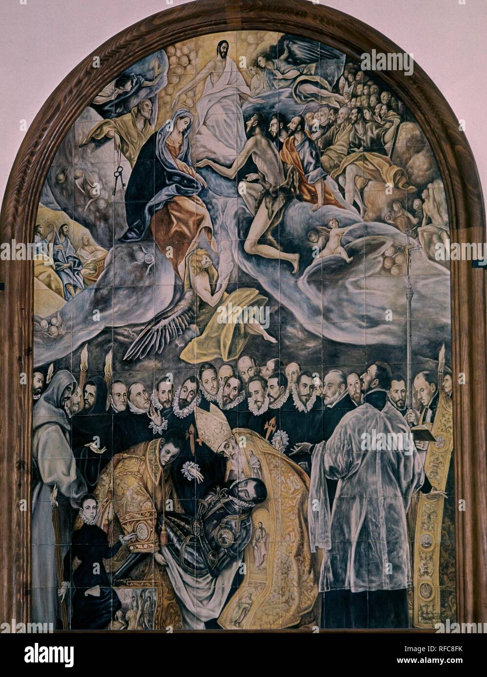 MOSAICO REPRESENTANDO EL ENTIERRO DEL Conde Orgaz. Posizione: interno. Toledo. Spagna. Foto Stock