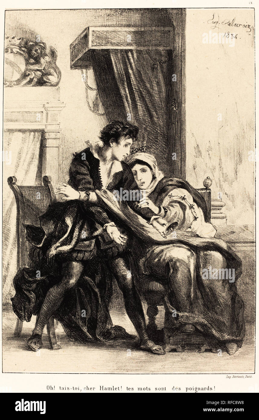 Borgo e la regina (atto III, scena IV). Data: 1834. Medium: litografia. Museo: National Gallery of Art di Washington DC. Autore: Eugene Delacroix. SHAKESPEARE, William. DELACROIX, Eugenio. Foto Stock