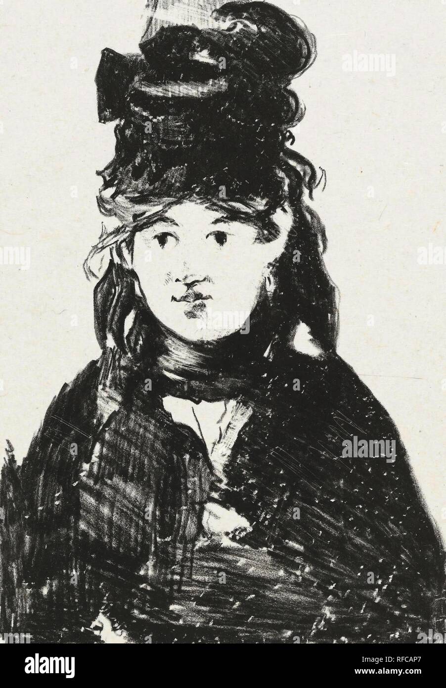 Berthe Morisot in nero (Berthe Morisot en noir). Dimensioni: 44,9 cm x 30,5 cm, 25 cm x 17,8 cm, 20,3 cm x 14,1 cm. Museo: Van Gogh Museum di Amsterdam. Autore: MANET EDOUARD. EDOUARD MANET. Foto Stock