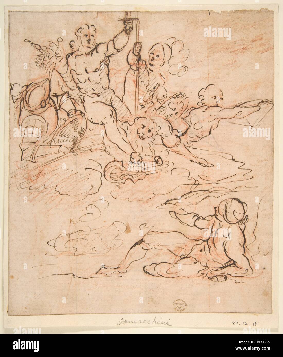 Allegoria. Artista: Orazio Samacchini (Italiano, 1532-1577 Bologna Bologna). Dimensioni: 9-1/8 x 7-15/16 in. (23,2 x 20,2 cm). Data: 1532-77. Museo: Metropolitan Museum of Art di New York, Stati Uniti d'America. Foto Stock