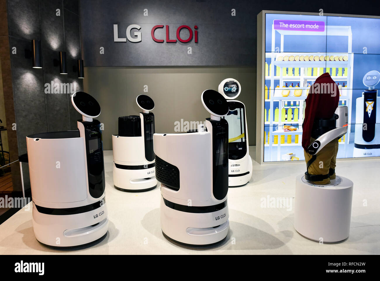 LG CLOi Robot al CES 2019, Consumer Electronics Show di Las Vegas, Nevada Foto Stock