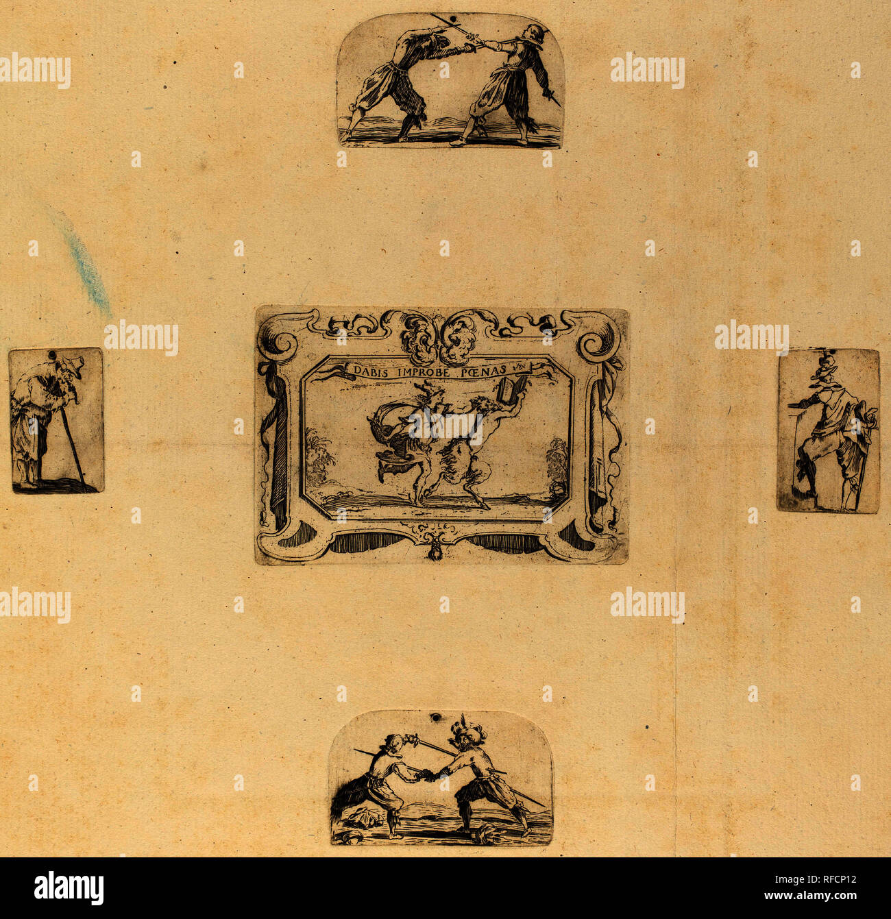 Soldati. Medio: 5 acquaforti su 1 foglio di carta vergata [restrikes]. Museo: National Gallery of Art di Washington DC. Autore: Stefano della Bella. Foto Stock