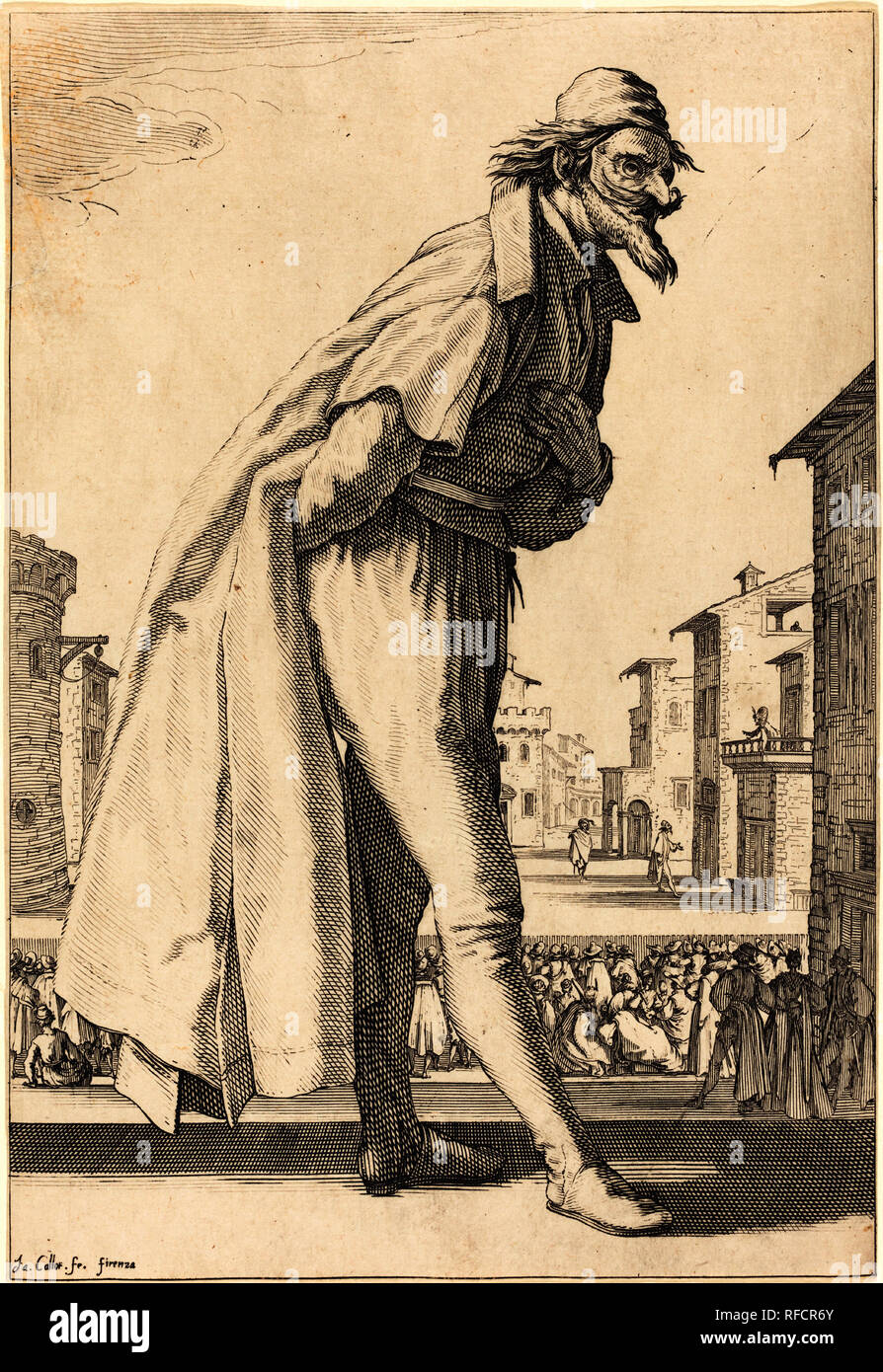 Pantalone. Data: 1618/1620. Medium: attacco e incisione. Museo: National Gallery of Art di Washington DC. Autore: Jacques Callot. Foto Stock