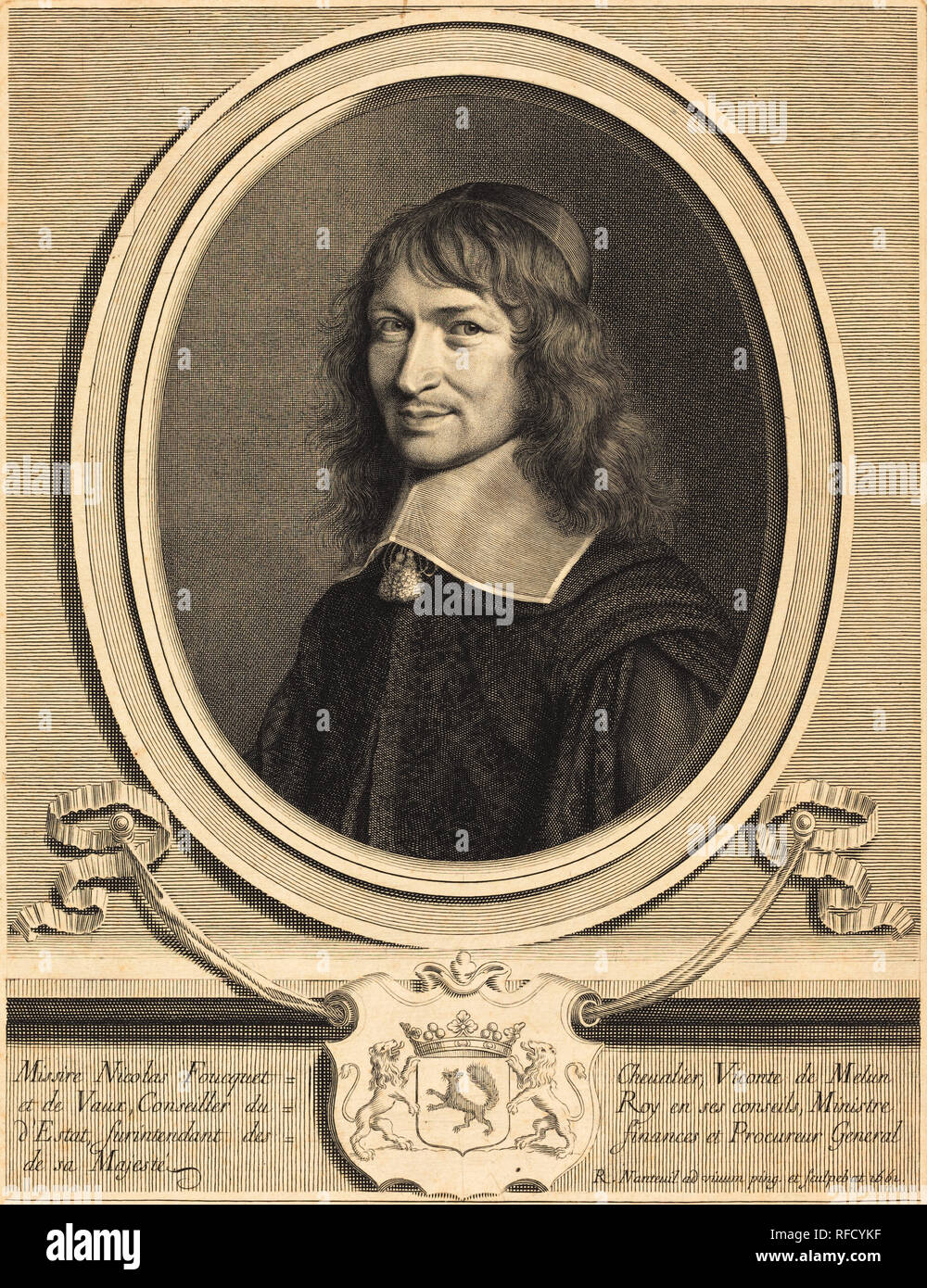 Nicolas Fouquet. Data: 1661. Medium: incisione. Museo: National Gallery of Art di Washington DC. Autore: Robert Nanteuil. Foto Stock