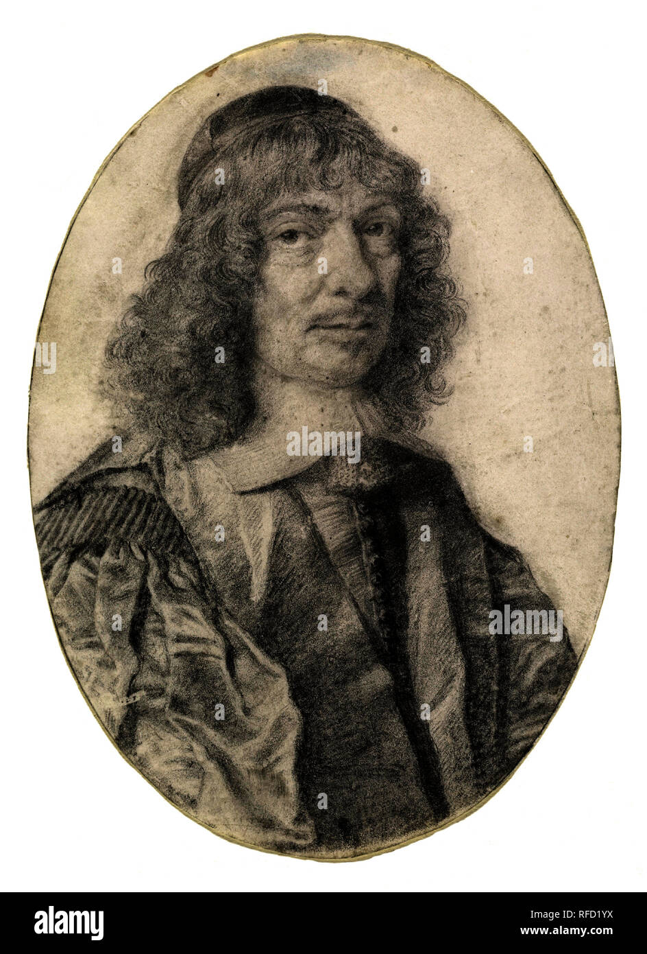Marin Cureau de la Chambre. Data: c. 1656. Dimensioni: in generale (ovale): 13,9 x 10 cm (5 1/2 x 3 15/16 in.). Medium: grafite con raschiatura su pergamena. Museo: National Gallery of Art di Washington DC. Autore: Robert Nanteuil. Foto Stock