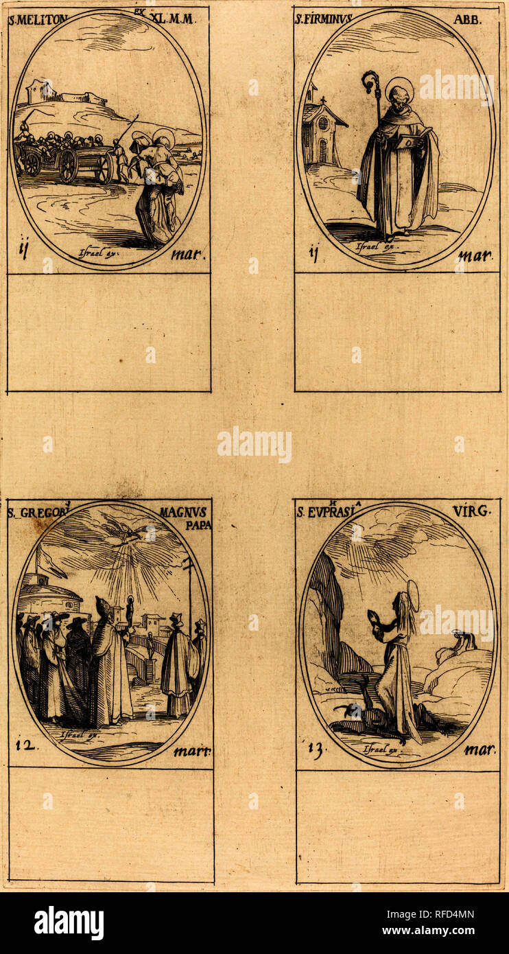 San Meliton; San Firminus; San Gregorio Magno; San Eufrasia. Medio: l'attacco. Museo: National Gallery of Art di Washington DC. Autore: Jacques Callot. Foto Stock