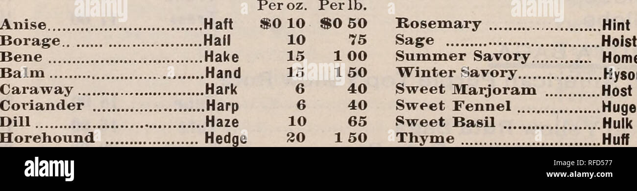 . Prezzi all'ingrosso Dicembre 1898 : Buist del premio medaglia giardino semi coltivati da stock selezionato. Vivaio, Pennsylvania, Philadelphia, cataloghi; Verdure, semi, cataloghi; erbe, semi, cataloghi. BUIST DEL PREMIO delle collezioni di fioritura estiva semi di fiori in bella lucidata armadi in legno di quercia Questi assortimenti di armadio contengono solo il mos che sono piu fino in bella lithographei pacchetti con fiori illustrato in naturale col- ORS. Essi sono i venditori rapido al cento per cento il profitto. Il 5 cent varietà vengono addebitati a 2J centesimi ciascuna e di quelli venduti a 10 centesimi, il costo è di 5 centesimi. Essi sono di Foto Stock