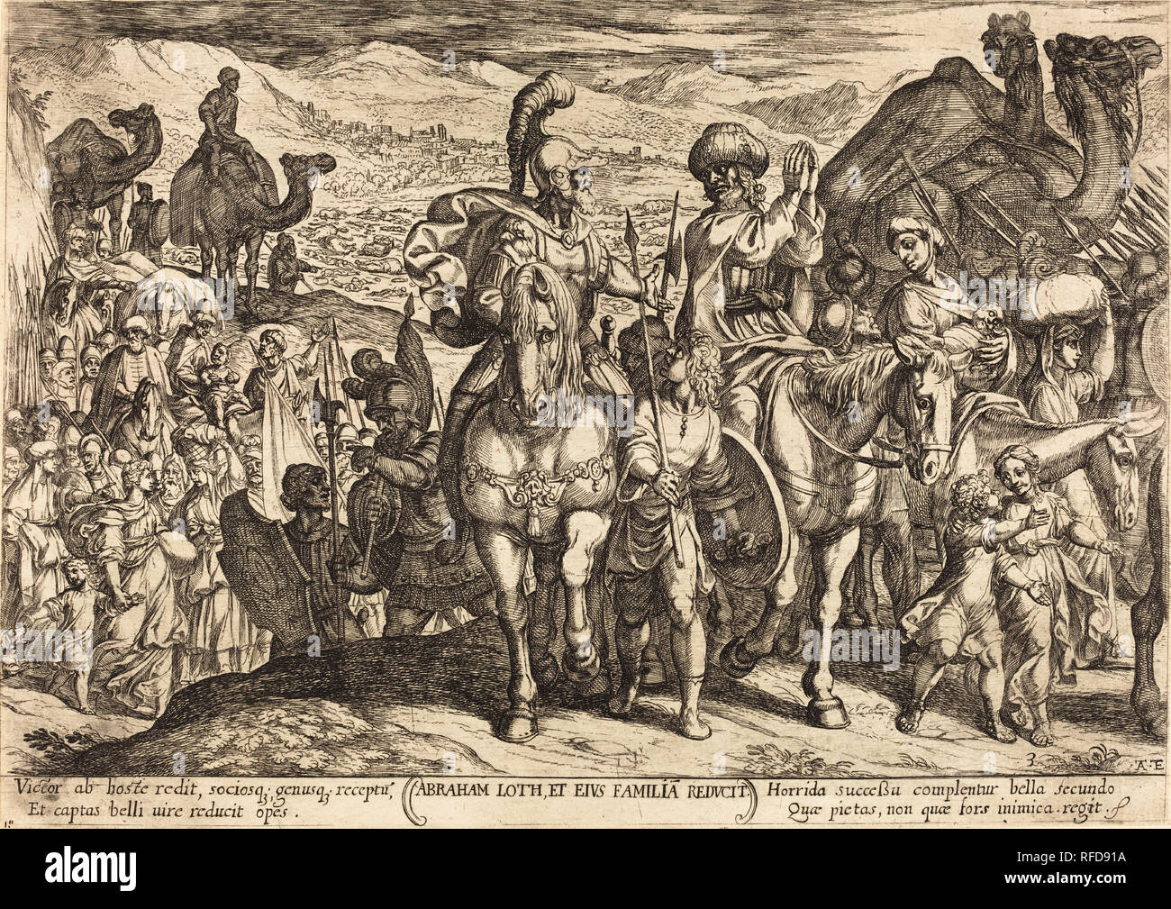 Lot e la sua famiglia ha ricordato a casa da Abramo. Data: 1613. Medio: l'attacco. Museo: National Gallery of Art di Washington DC. Autore: Antonio Tempesta. Foto Stock