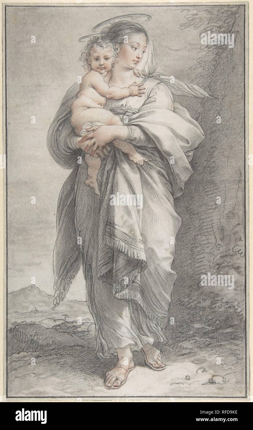 Madonna e Bambino. Artista: Giuseppe Cades (Italiano, Roma Roma 1750-1799). Dimensioni: 15 3/16 x 9 7/16a. (38,6 x 23.9cm). Data: 1750-99. Museo: Metropolitan Museum of Art di New York, Stati Uniti d'America. Foto Stock