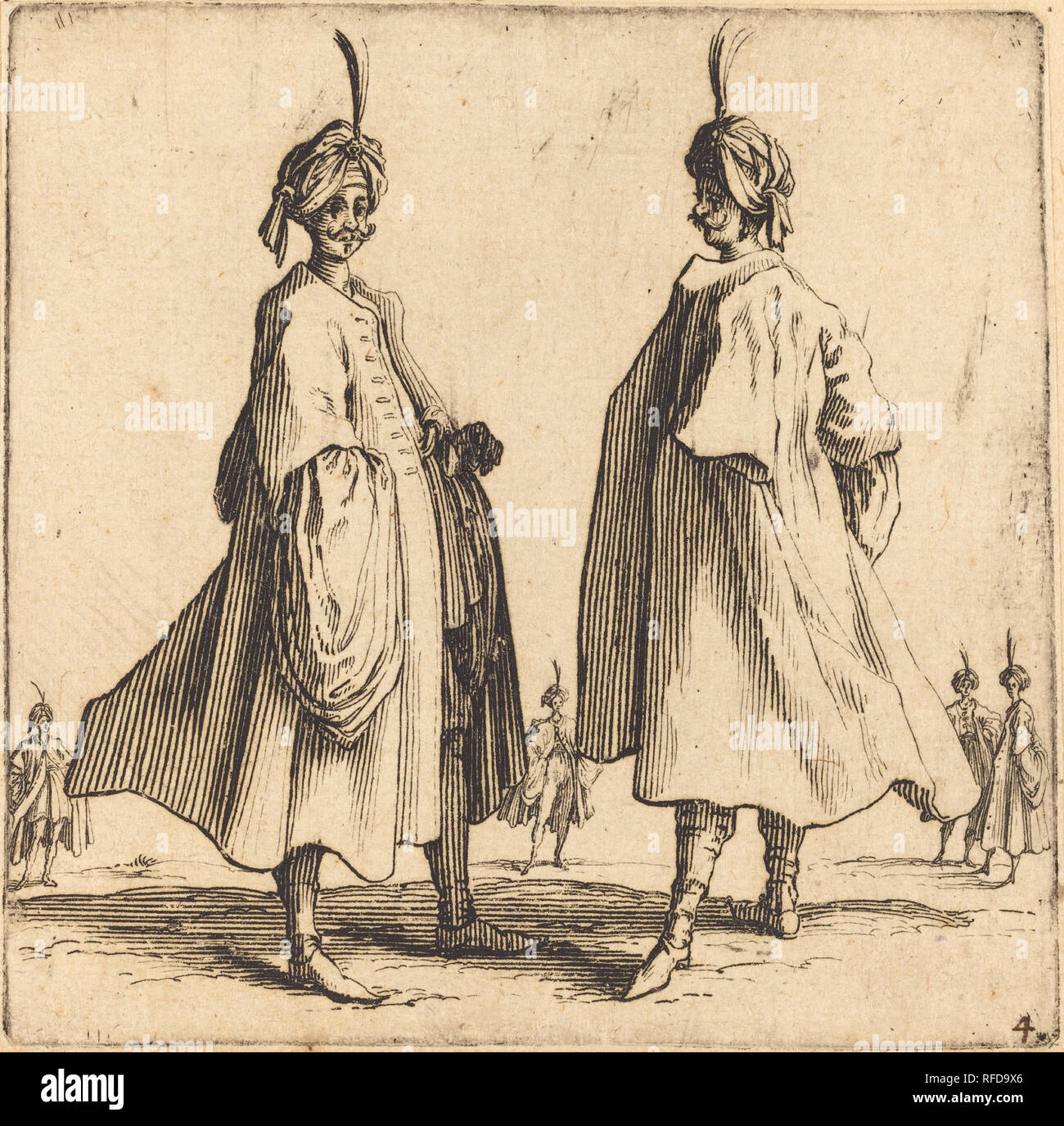 Due turchi. Data: 1617 e 1621. Medio: l'attacco. Museo: National Gallery of Art di Washington DC. Autore: Jacques Callot. Foto Stock