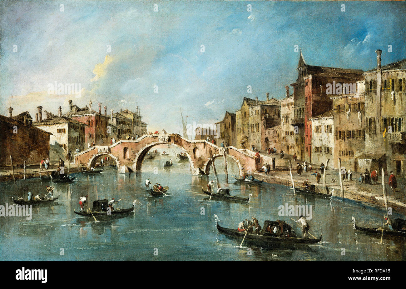 Vista sul canale di Cannaregio, Venezia. Data: c. 1775-1780. Dimensioni: complessivo: 50 x 76,8 cm (19 11/16 x 30 1/4 in.). Medium: olio su tela. Museo: National Gallery of Art di Washington DC. Autore: Francesco Guardi. Foto Stock