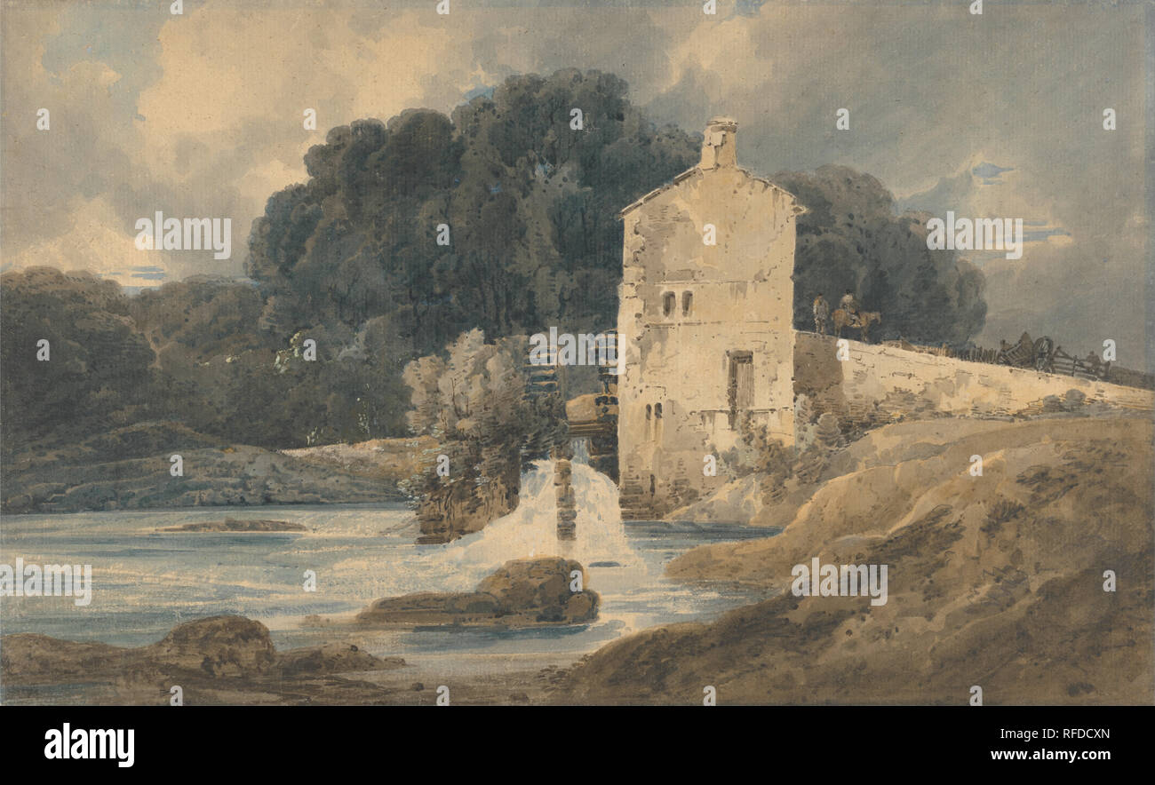 Il mulino di Abbazia, Knaresborough. Data/Periodo: 1801. La pittura. Acquerello. Altezza: 322 mm (12,67 in); larghezza: 525 mm (20.66 in). Autore: Thomas Girtin. Foto Stock