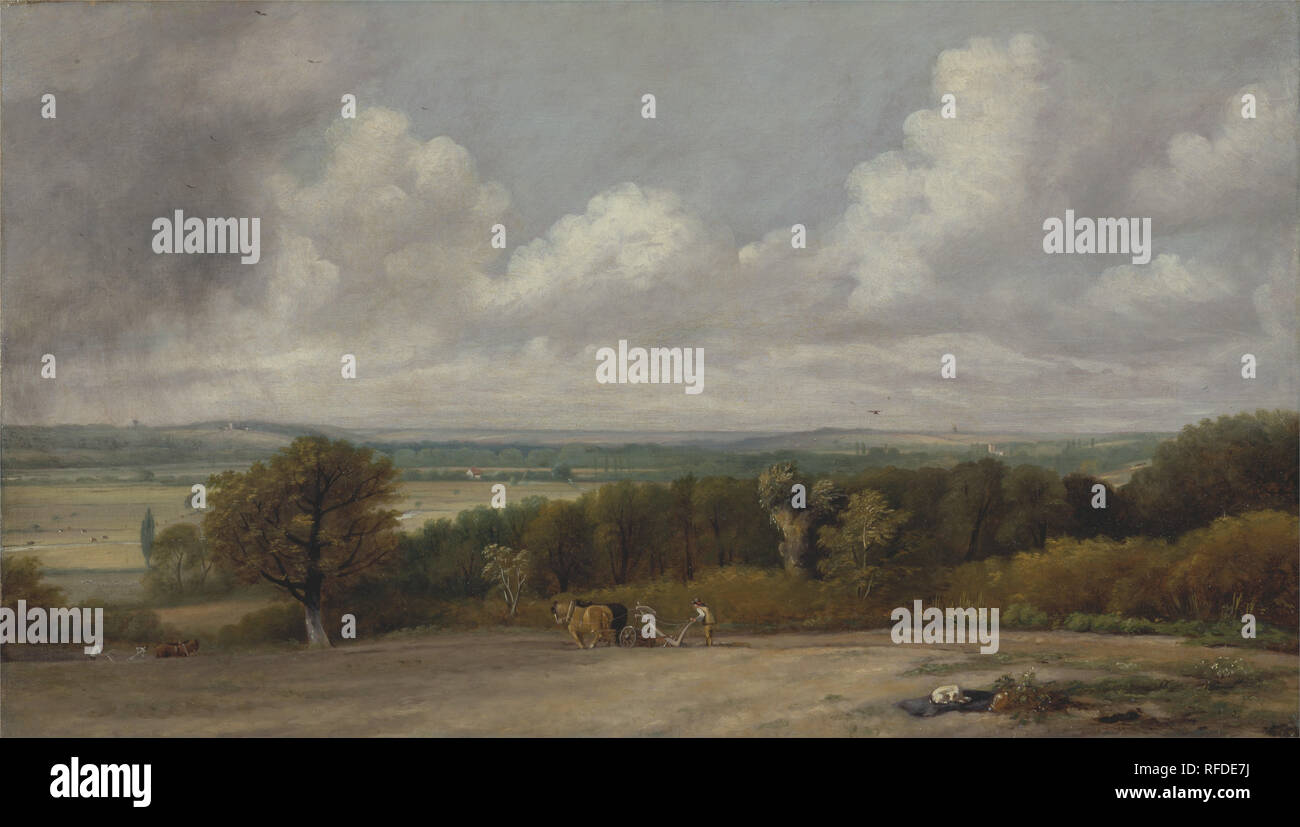 Scena di aratura in Suffolk. Data/Periodo: dal 1824 fino al 1825. La pittura. Olio su tela. Altezza: 425 mm (16.73 in); larghezza: 762 mm (30 in). Autore: John Constable. Foto Stock