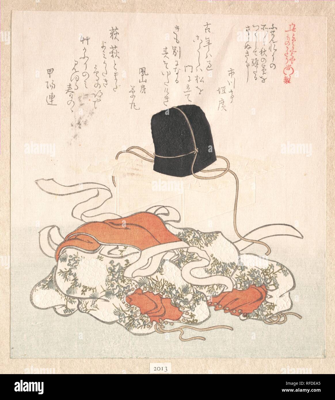 Corte Hat e corte vestito. Artista: Kubo Shunman (giapponese, 1757-1820). Cultura: il Giappone. Dimensioni: 7 15/16 x 7 1/4 in. (20,2 x 18,4 cm). Data: del XIX secolo. Museo: Metropolitan Museum of Art di New York, Stati Uniti d'America. Foto Stock