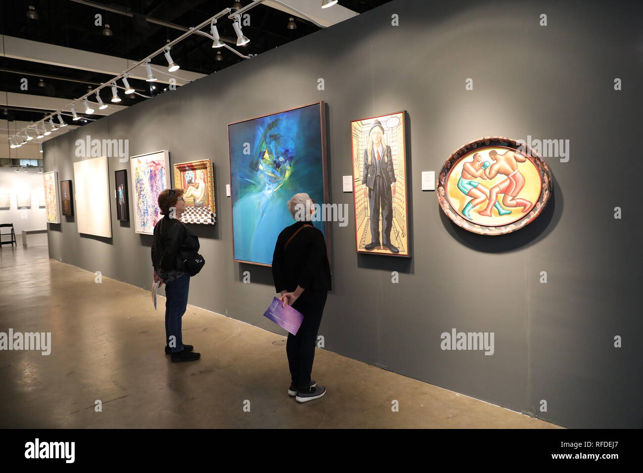Los Angeles, CA/USA - 1/24/2019: La Mostra d'arte al Los Angeles Convention Center che è il più completo di arte contemporanea internazionale S Foto Stock