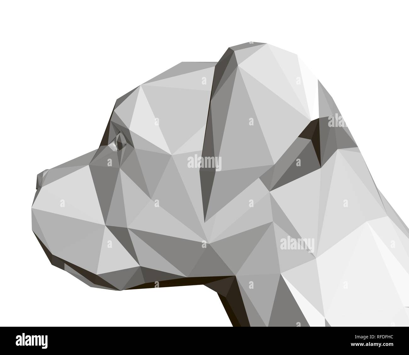 Poligonale testa di cane. 3D vista laterale. Geometriche della testa di cane. Illustrazione Vettoriale. Illustrazione Vettoriale