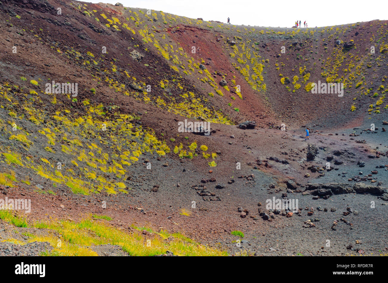 Soprattutto in vista della parte interna del cratere Silvestri, una bocca eruttiva la cui formazione risale all'eruzione del 1892. Vista verticale. Foto Stock