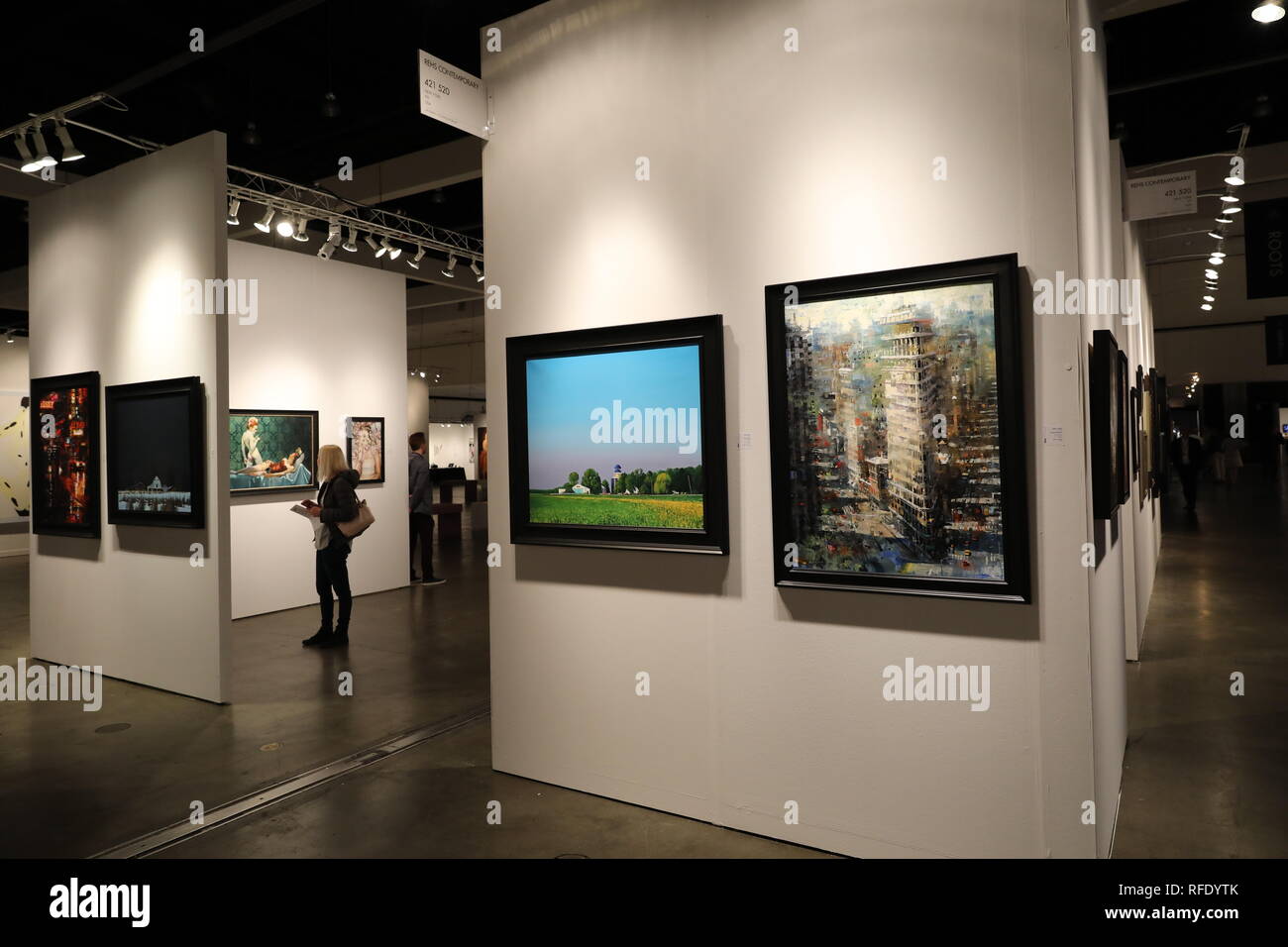 Los Angeles, CA/USA - 1/24/2019: La Mostra d'arte al Los Angeles Convention Center che è il più completo di arte contemporanea internazionale S Foto Stock