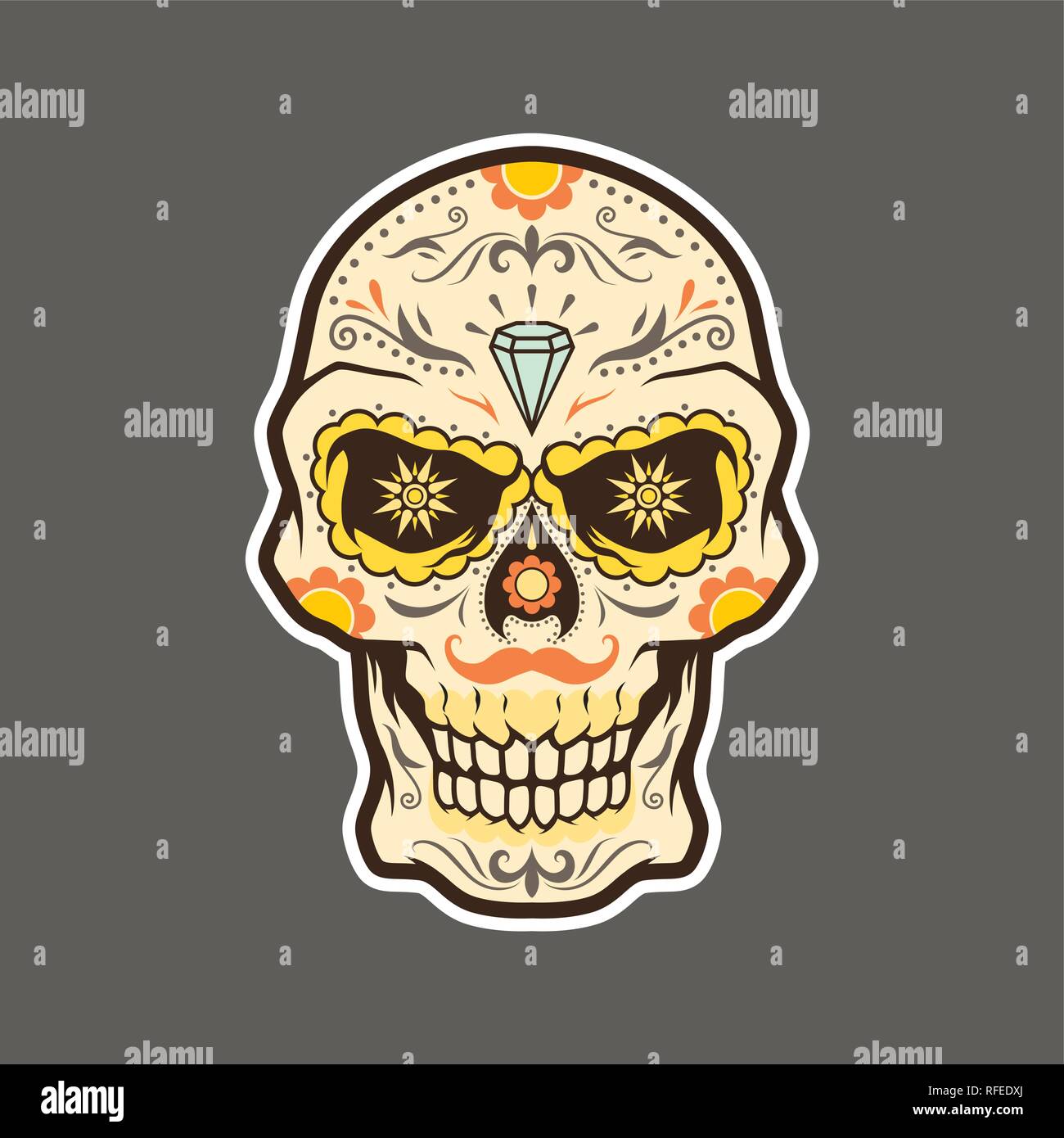 Dia de Muertos, El Muerto, Los Muertos, il Giorno dei Morti cranio Illustrazione Vettore Illustrazione Vettoriale