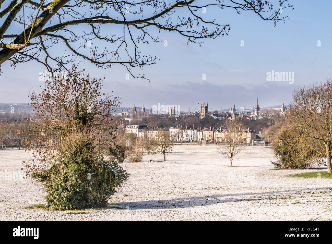 South Park, Oxford, nella neve 2019 Foto Stock