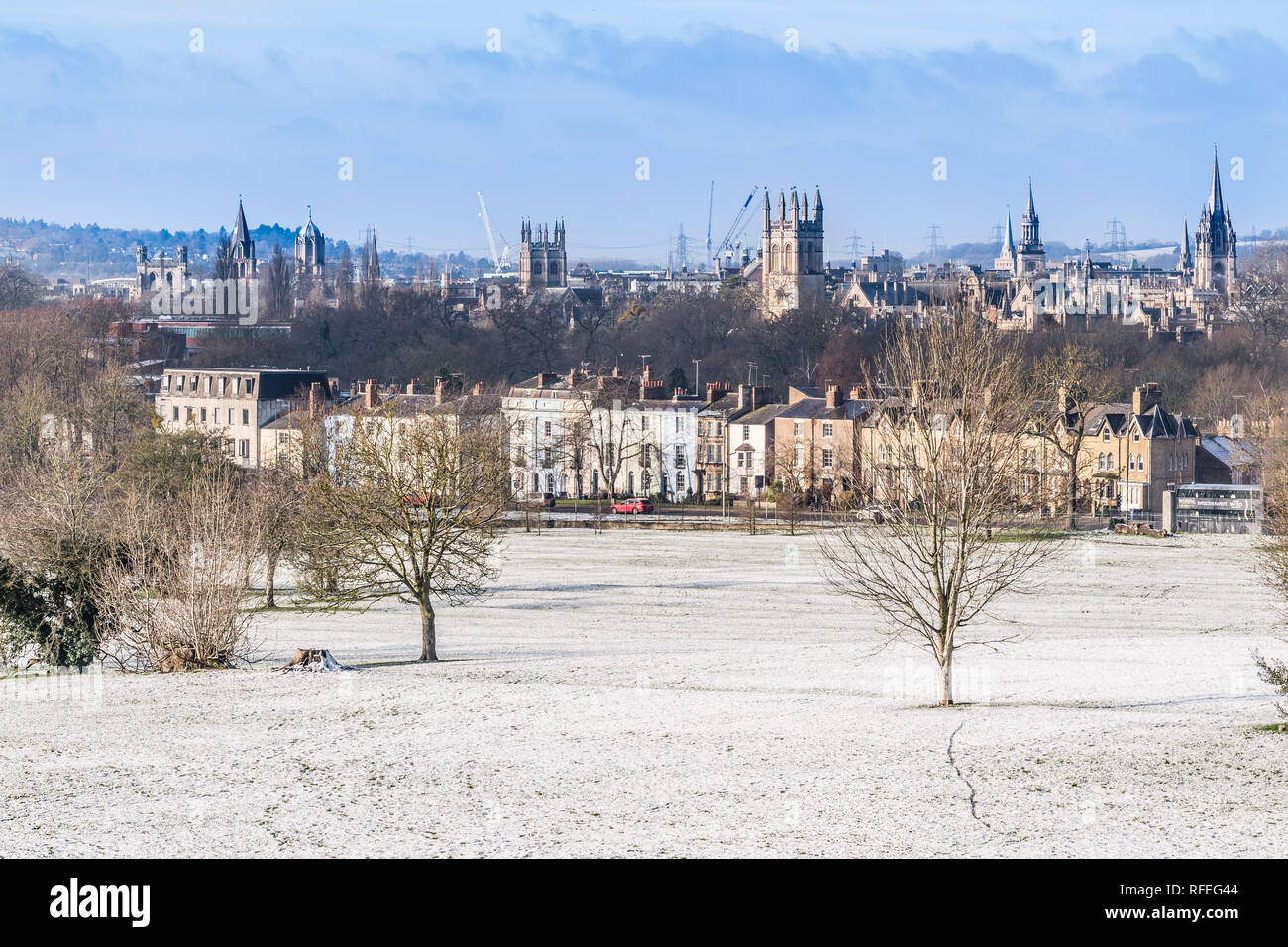 South Park, Oxford, nella neve 2019 Foto Stock