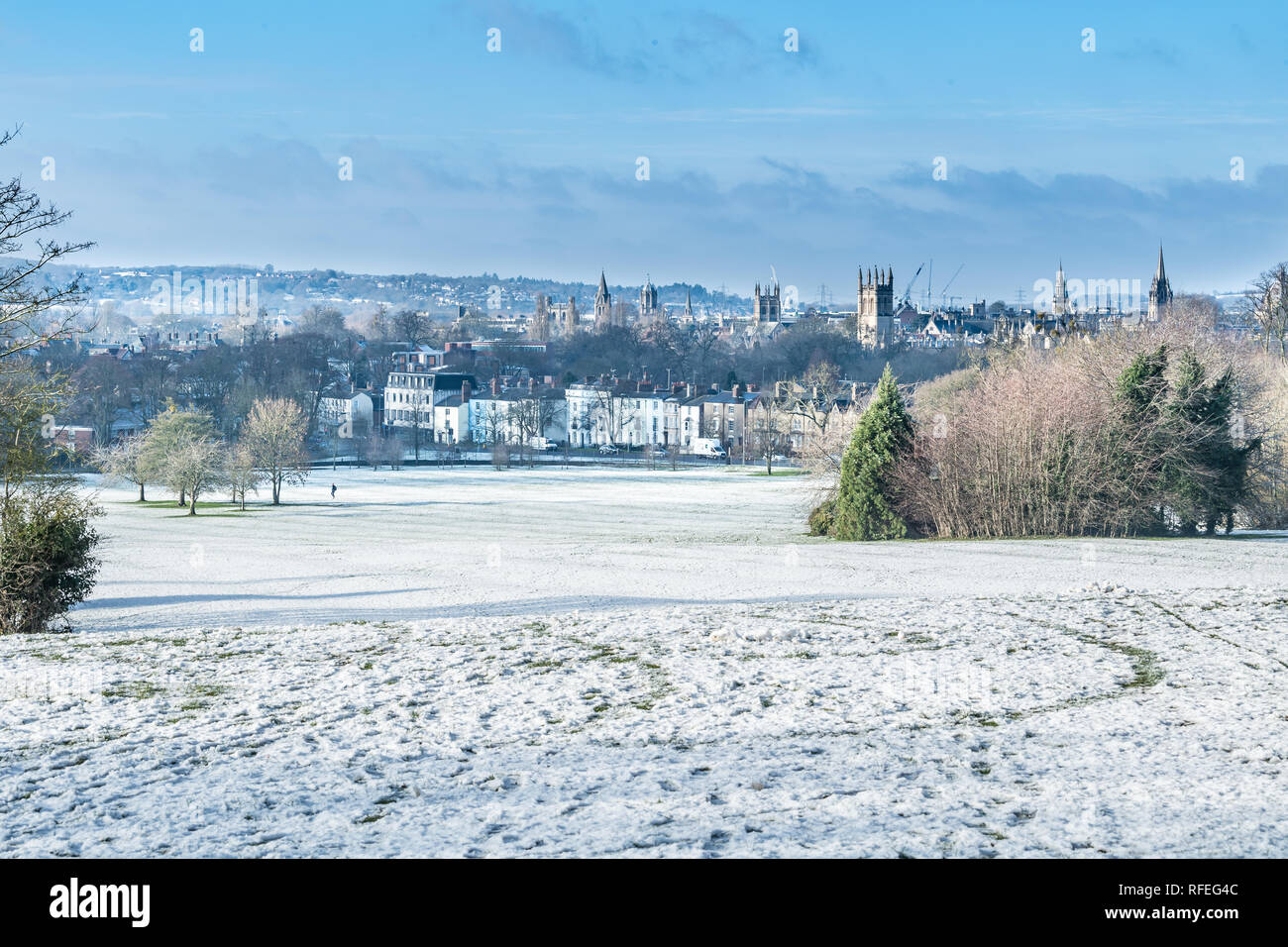 South Park, Oxford, nella neve 2019 Foto Stock