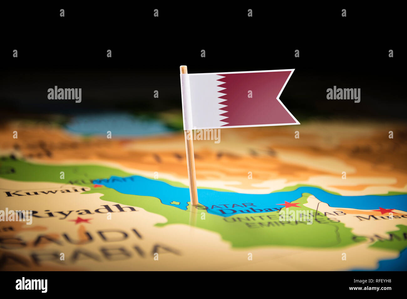 Il Qatar marcati con un contrassegno sulla mappa Foto Stock