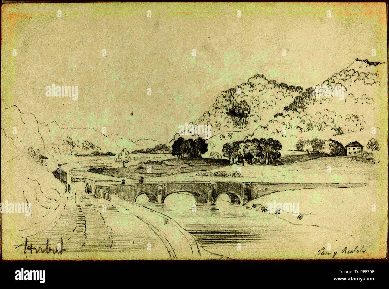 Tan Bwlch y. Dimensioni: complessivo: 12,7 x 19 cm (5 x 7 1/2 in.). Medium: grafite su carta intessuta. Museo: National Gallery of Art di Washington DC. Autore: John Linnell. Foto Stock