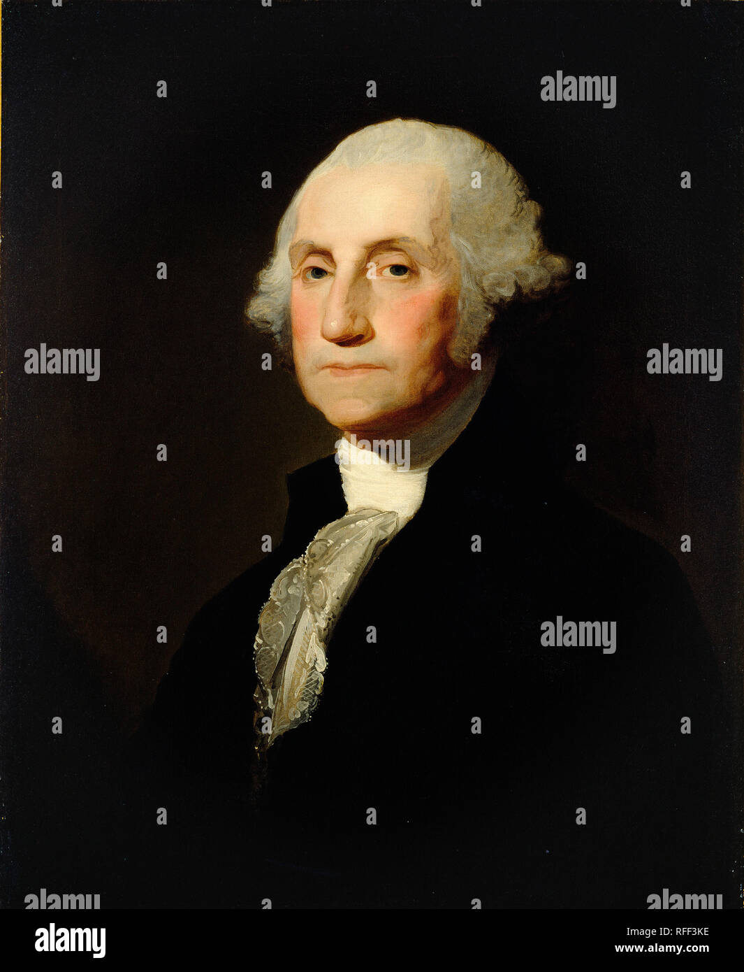 George Washington. Data: c. 1803/1805. Dimensioni: complessivo: 73,6 x 61,4 cm (29 x 24 3/16 in.) incorniciato: 92,7 x 80 x 7,6 cm (36 1/2 x 31 1/2 x 3 in.). Medium: olio su tela. Museo: National Gallery of Art di Washington DC. Autore: Gilbert Stuart. Foto Stock