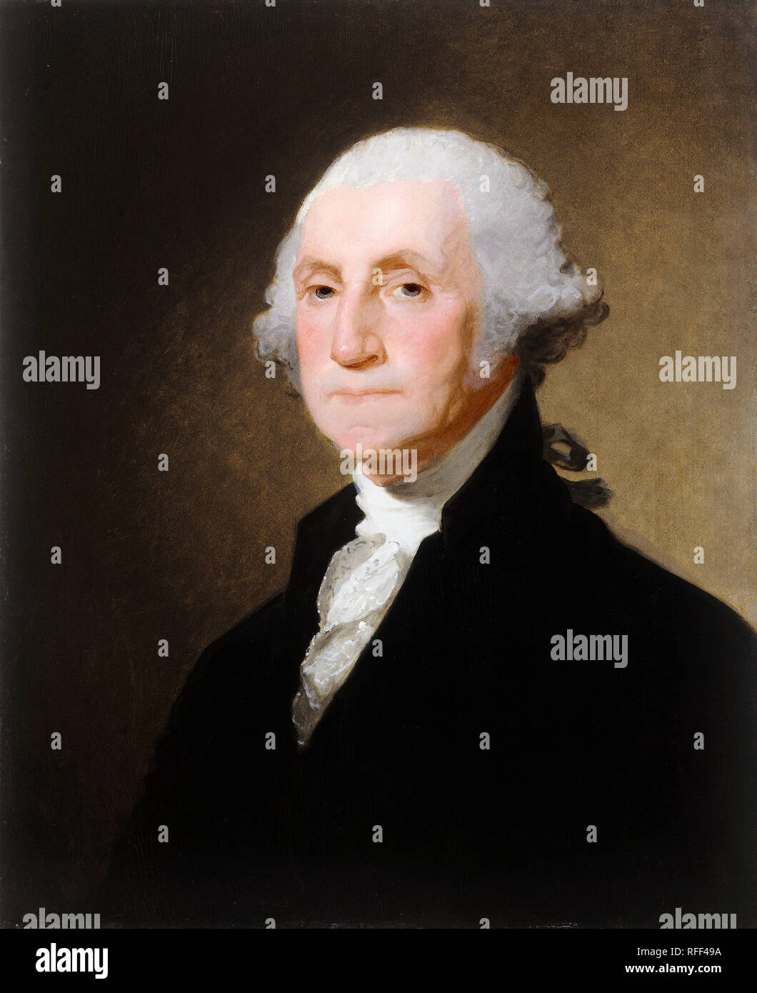 George Washington. Data: c. 1821. Dimensioni: complessivo: 67 x 55 cm (26 3/8 x 21 5/8 in.). Medium: Olio su legno. Museo: National Gallery of Art di Washington DC. Autore: Gilbert Stuart. Foto Stock