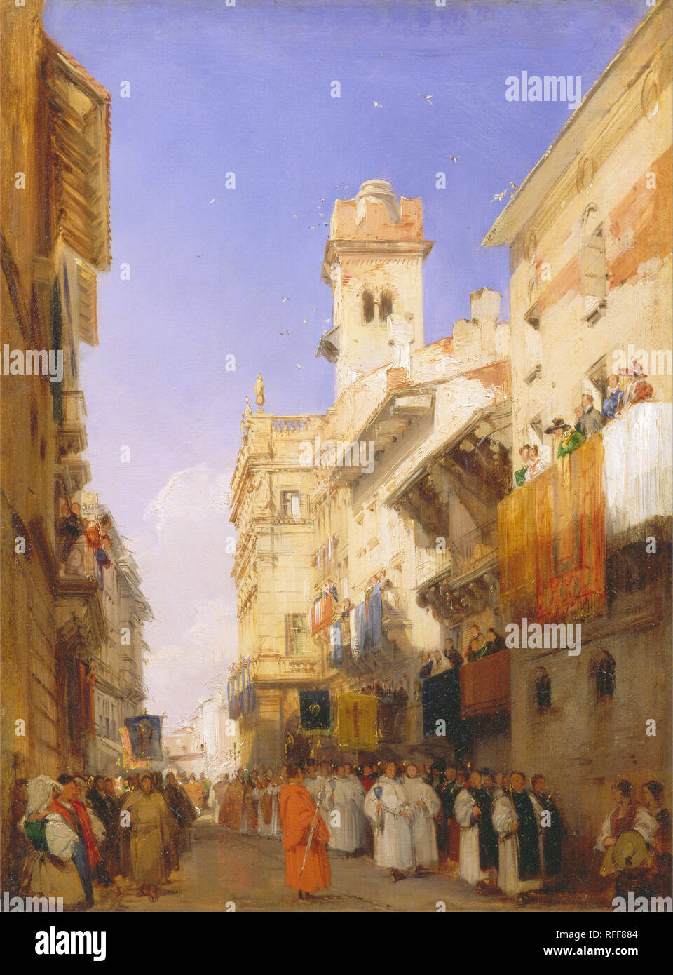 Corso Sant'Anastasia, Verona. Data/Periodo: 1828. La pittura. Olio su cartoni. Altezza: 651 mm (25.62 in); larghezza: 441 mm (17.36 in). Autore: Richard Parkes Bonington. Foto Stock